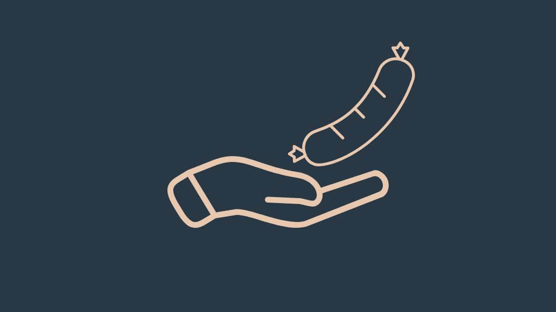 een hand met een worst (wederkerigheid)