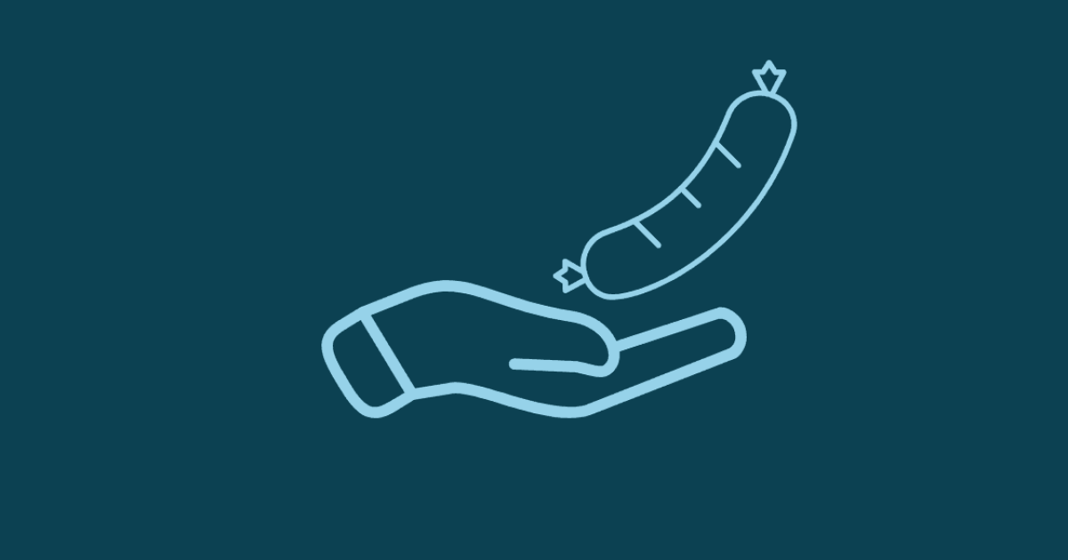 een hand met een worst (wederkerigheid)
