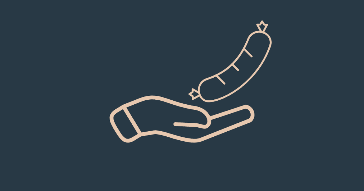 een hand met een worst (wederkerigheid)